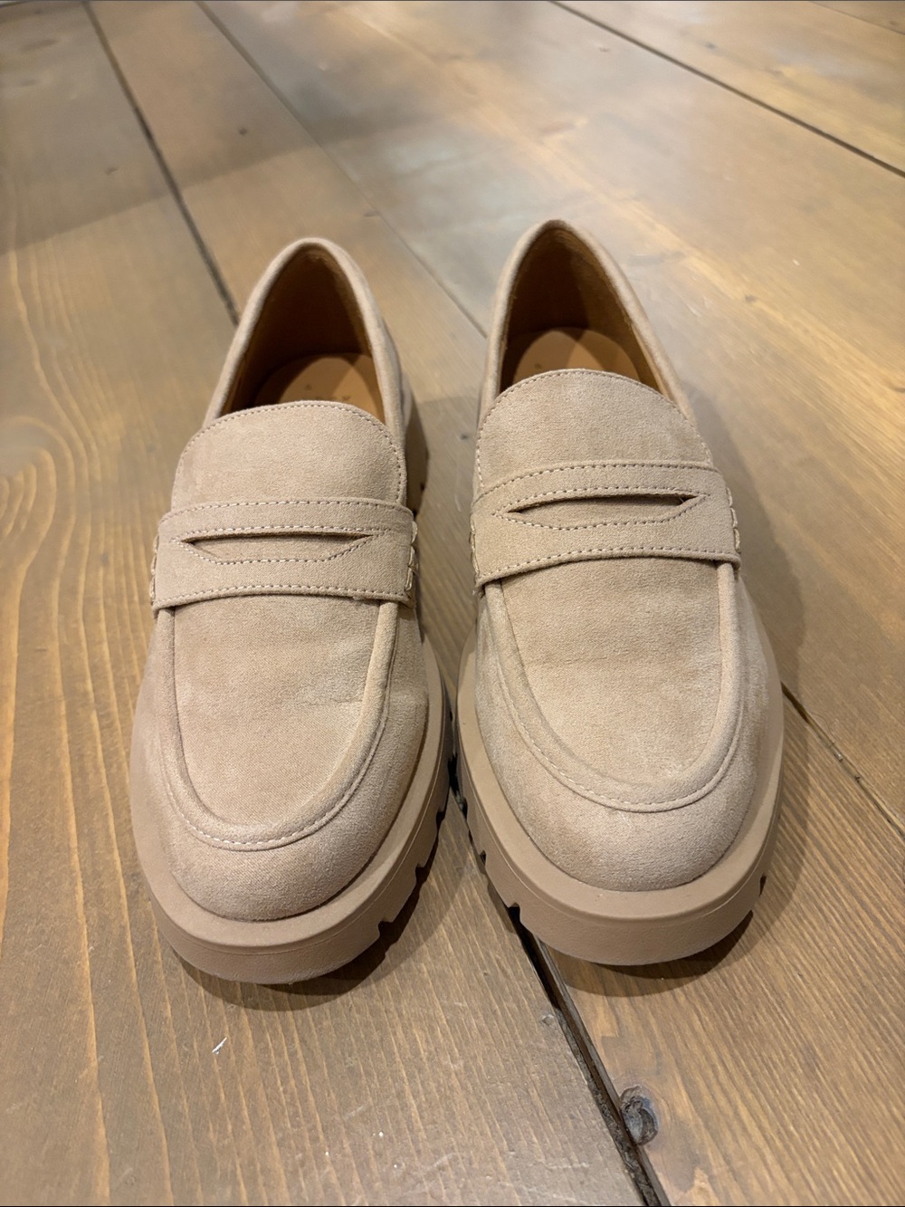 a new day Taupe Suede Loafers for Women